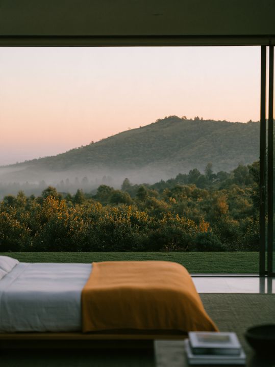 A bedroom that wakes up above the mist